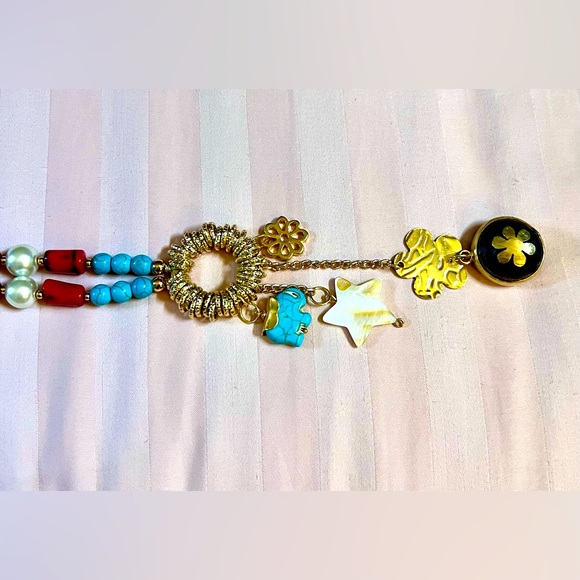 Artisan handmade turquoise and red jasper long necklace - Picture 7 of 7